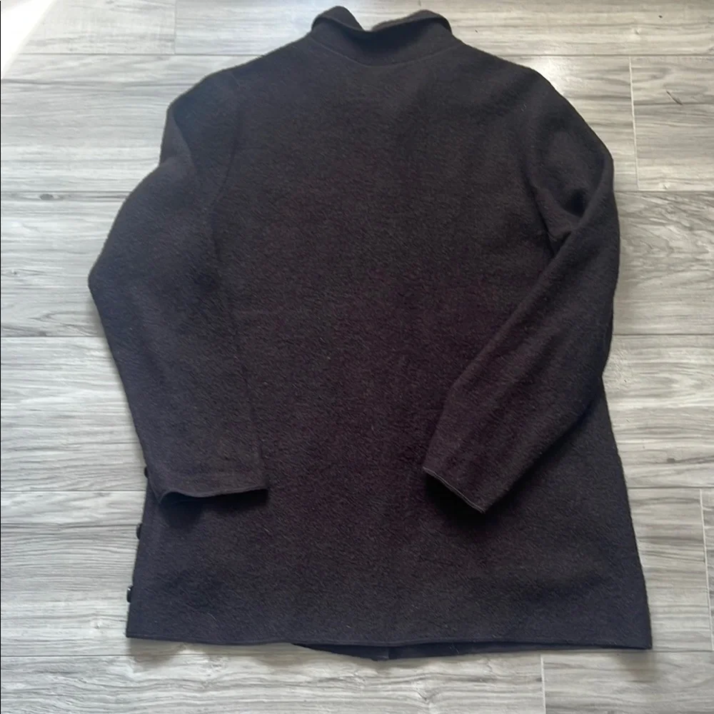 Harve Benard Brown Pea Coat Timeless Classic Style 100% WOOL